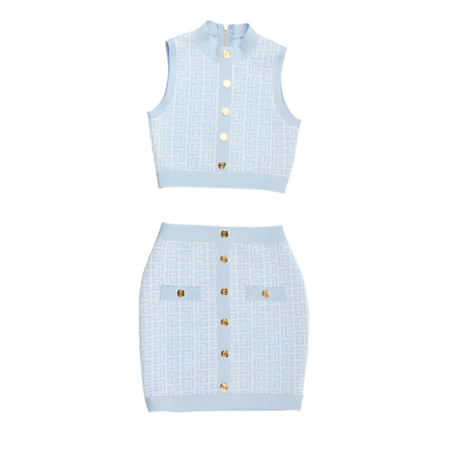 High Stretch High Waist Wool Two-Piece Sweater Skirt Suit
