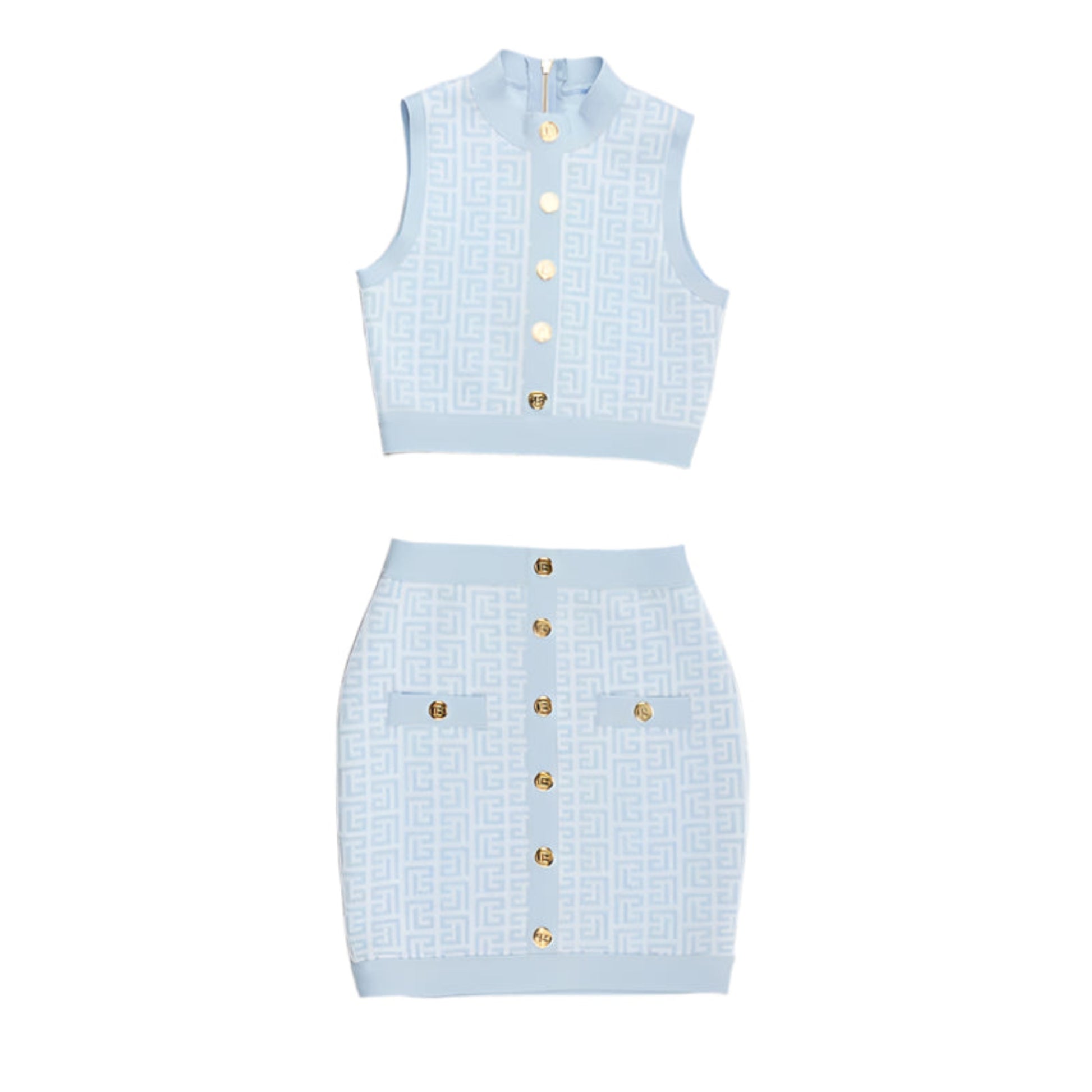 High Stretch High Waist Wool Two-Piece Sweater Skirt Suit