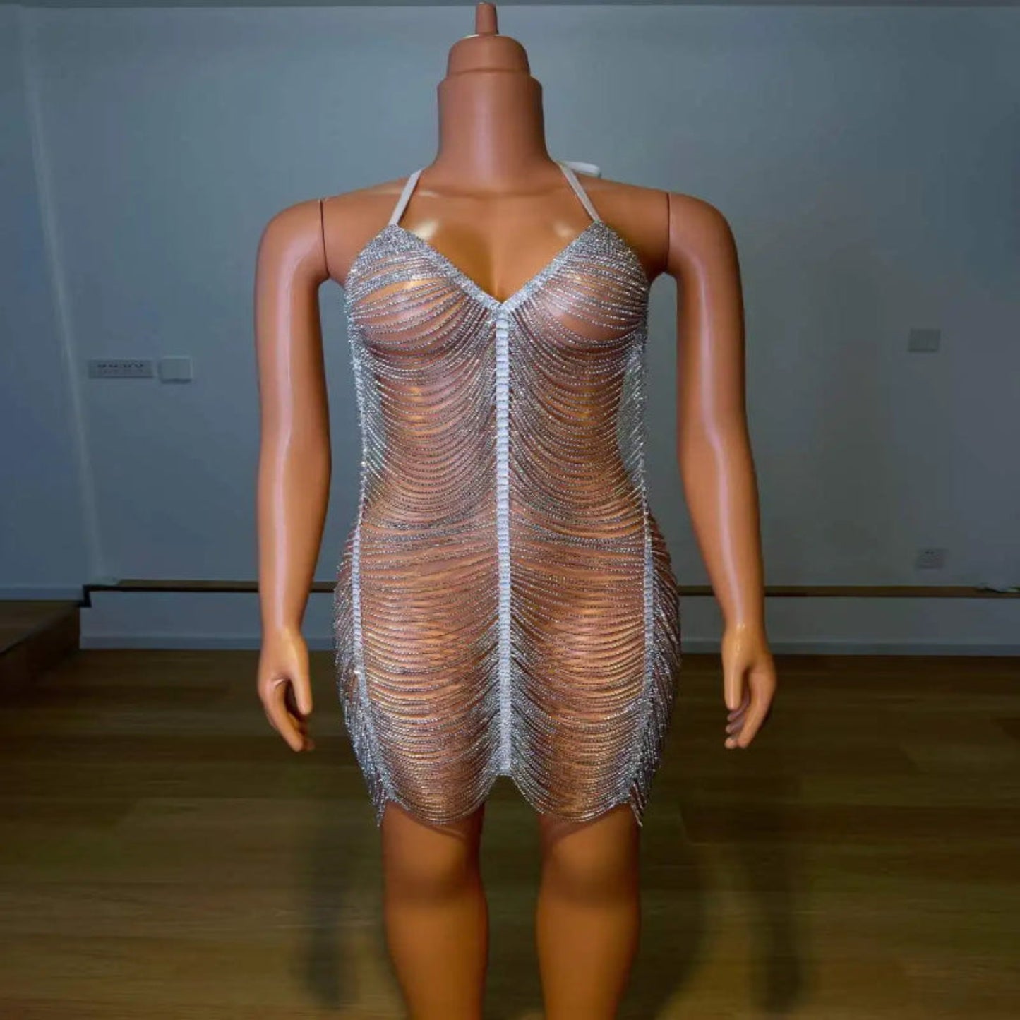 DIAMOND PRINCESS CHAIN DRESS YSB AESTHETICS Bling Crystal Dress Nightclub Rhinestone Body Chain Dress Women Sexy One Piece Outfit Stage Wear