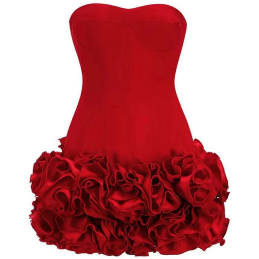 High Quality Woman Fashion Clothes Fancy Mini Sleeveless Dresses Women Beautiful Sexy Flowers Dress