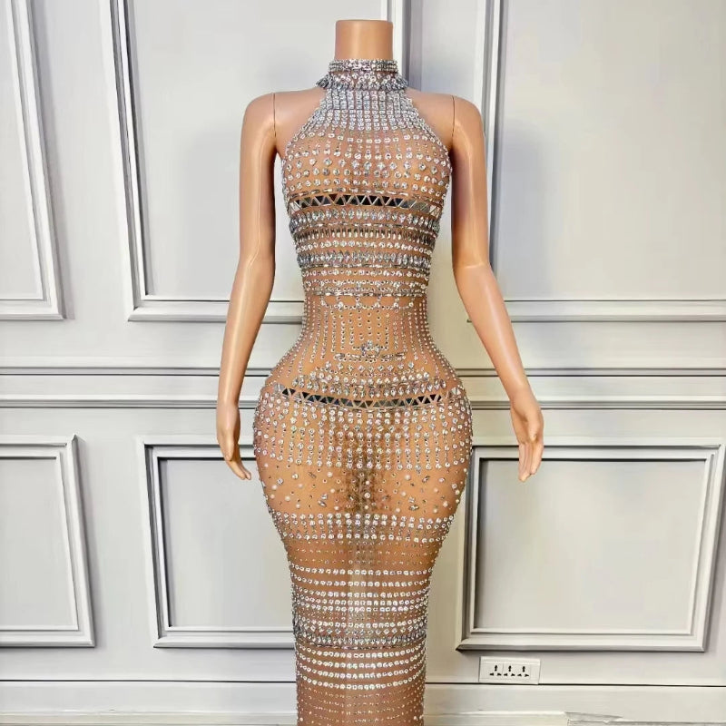 Luxury Dress for Women Sexy Sleeveless Sequin With Crystal Prom Dress Crystal Party Dresses.jpg
