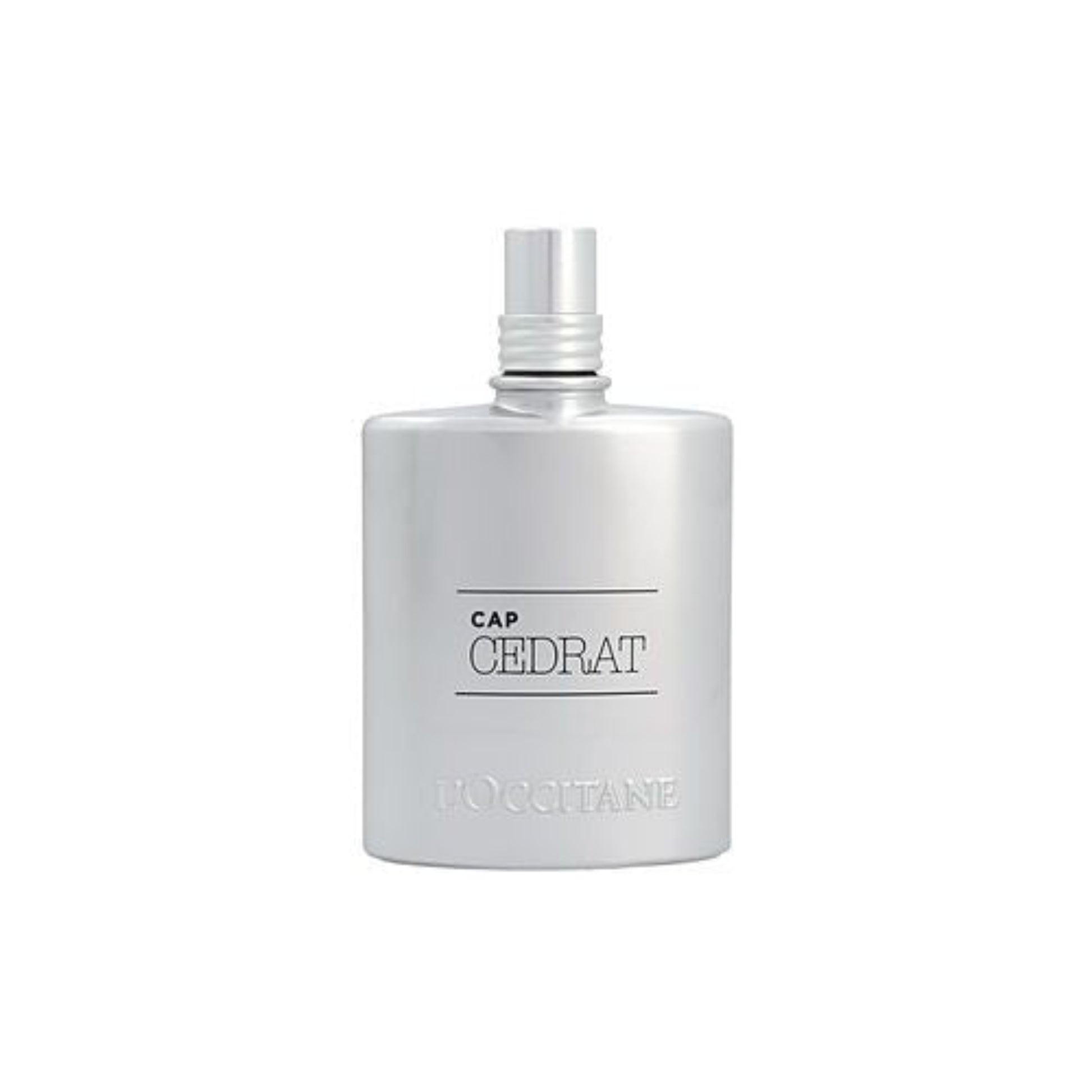 White L'Occitane perfume bottle on a white background