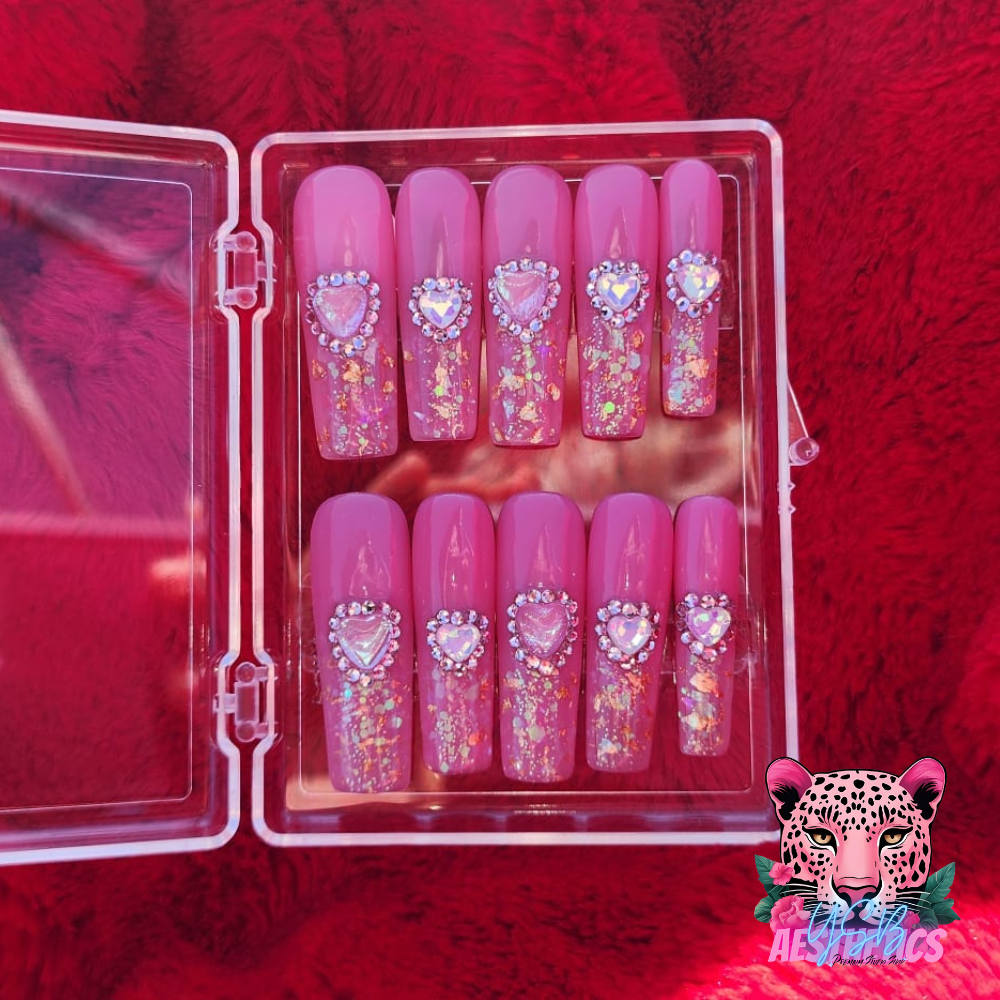 PinkHearts Burst Luxurious Press-On Nails