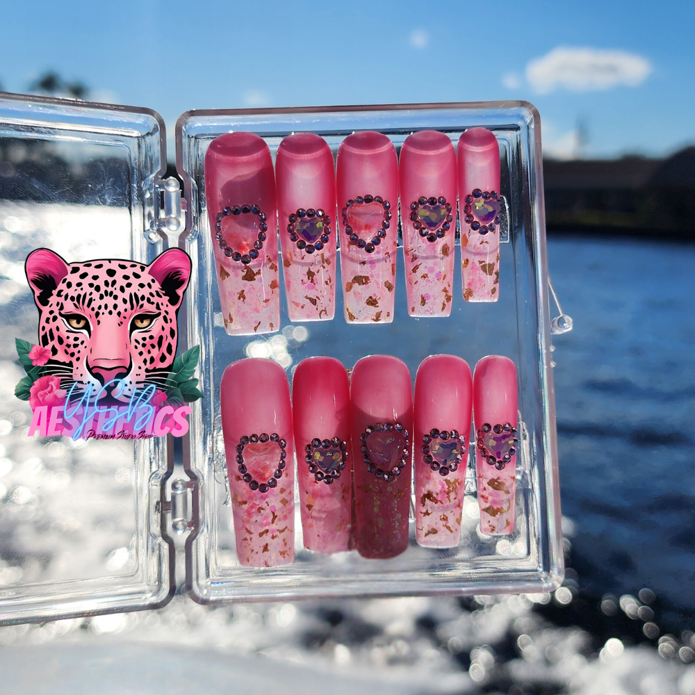 PinkHearts Burst Luxurious Press-On Nails