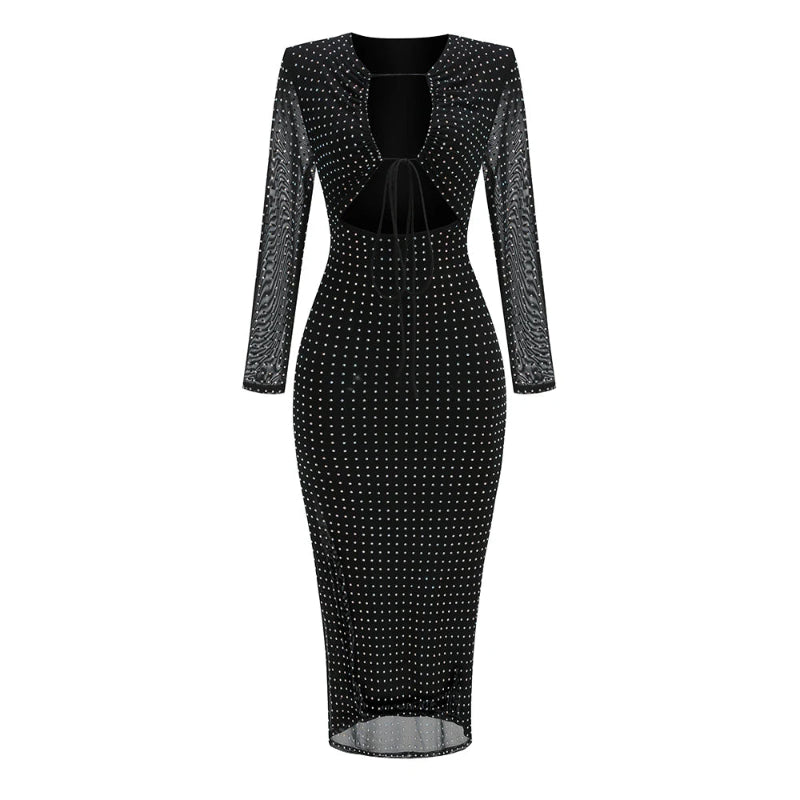 Sexy Rhinestone Dress Fashion Long Dresses Women Club Party Sexy Beading Prom Bodycon Dress