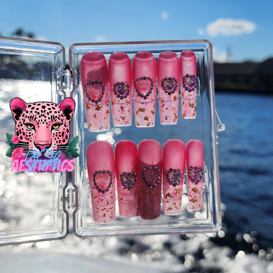 "Luxury handmade press-on nails by YSB Aesthetics" BLUSHING BOWS LUXURIOUS PRESS-ON NAILS