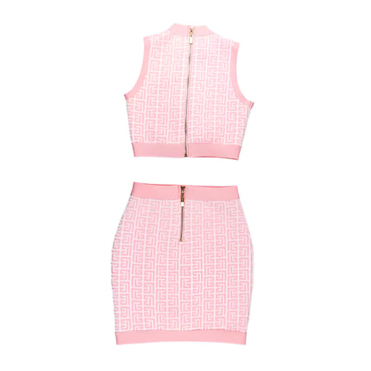 High Stretch High Waist Wool Two-Piece Sweater Skirt Suit