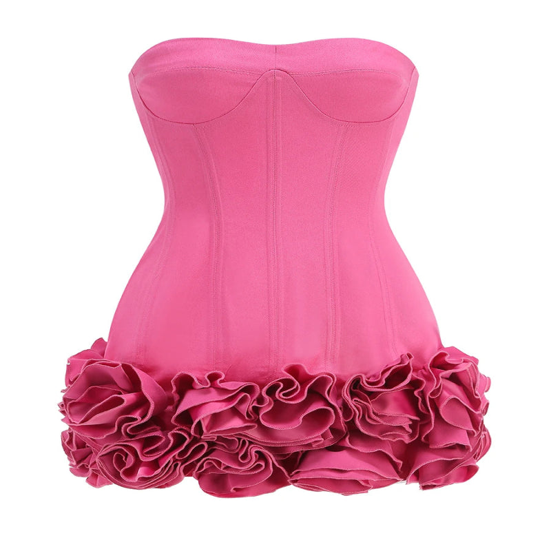 High Quality Woman Fashion Clothes Fancy Mini Sleeveless Dresses Women Beautiful Sexy Flowers Dress