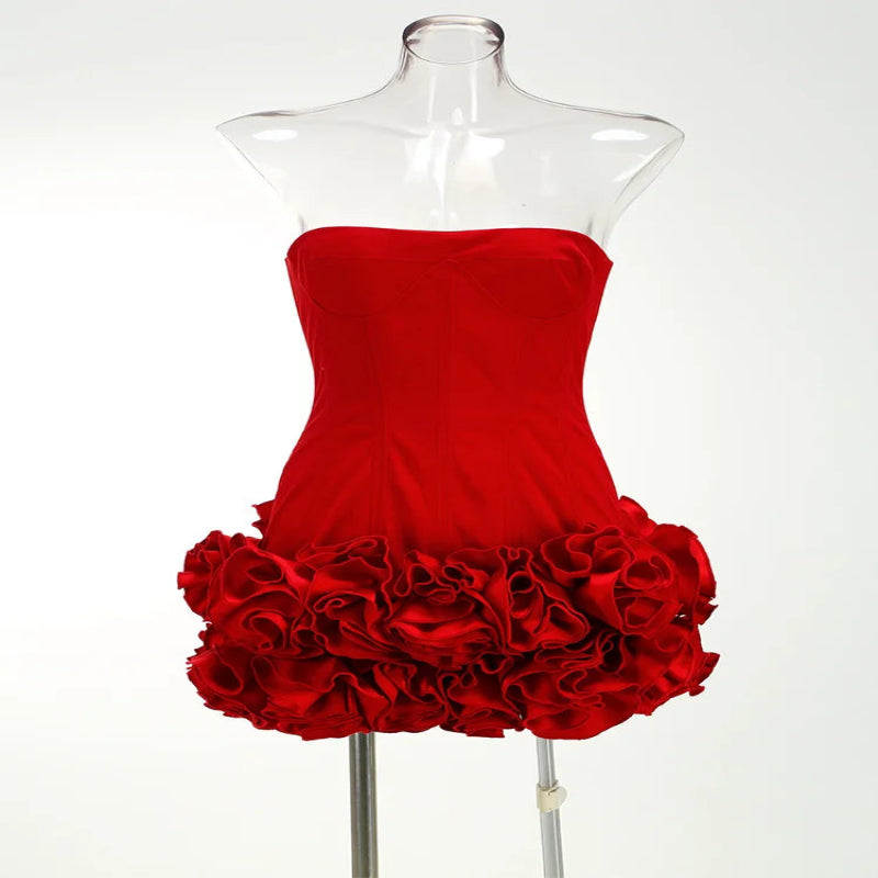 High Quality Woman Fashion Clothes Fancy Mini Sleeveless Dresses Women Beautiful Sexy Flowers Dress