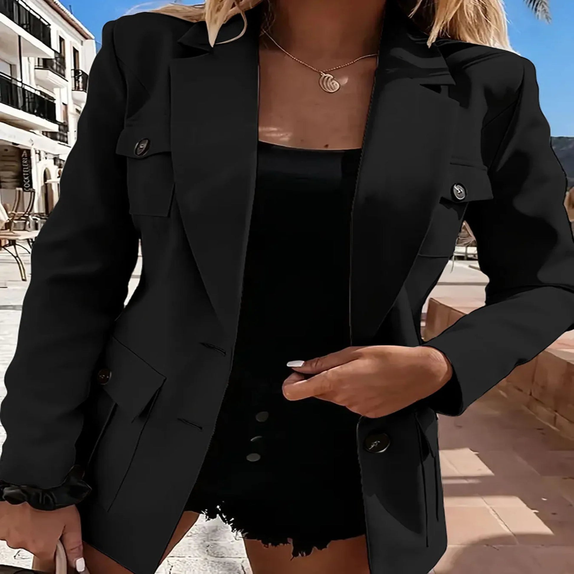 LAPEL COLLAR LONG SLEEVE BLAZER Outwear miami classy chic blazer jacket miami fashion luxury clothing