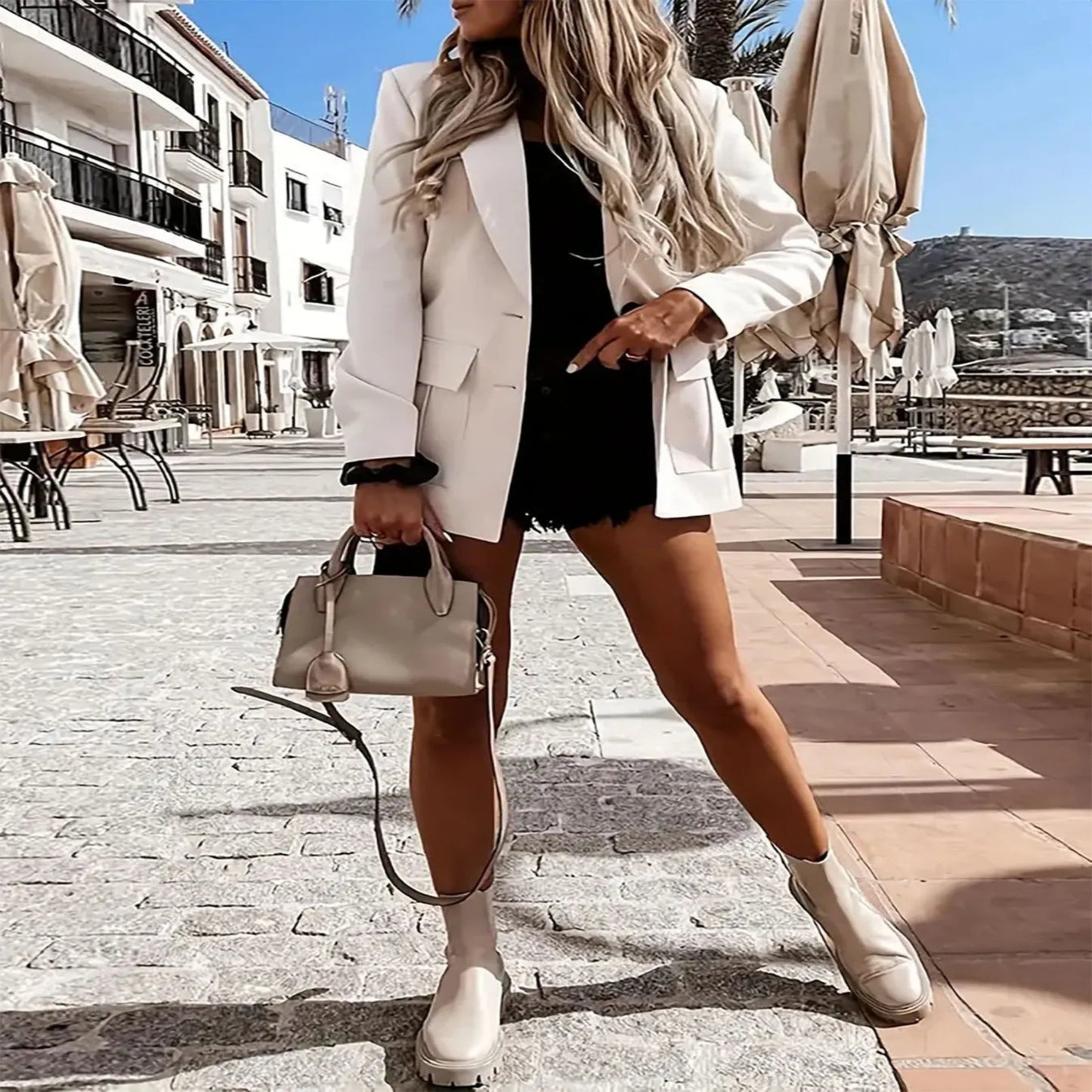 LAPEL COLLAR LONG SLEEVE BLAZER Outwear miami classy chic blazer jacket miami fashion luxury clothing