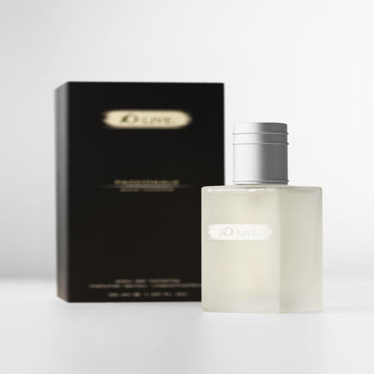 Perfume bottle and packaging with 'Opus' branding on a white background