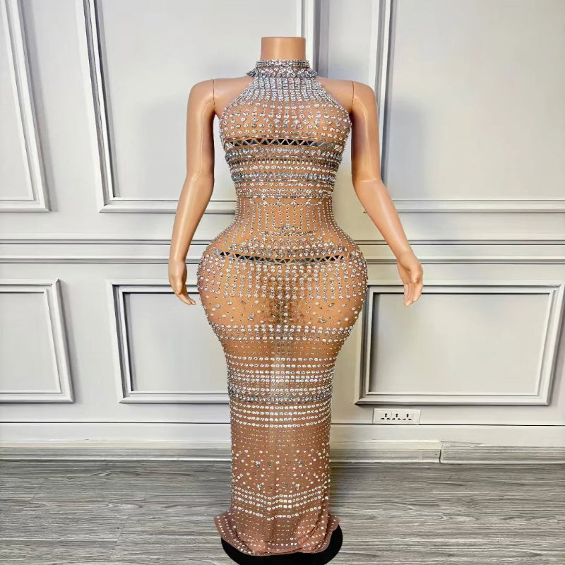 Luxury Dress for Women Sexy Sleeveless Sequin With Crystal Prom Dress Crystal Party Dresses.jpg