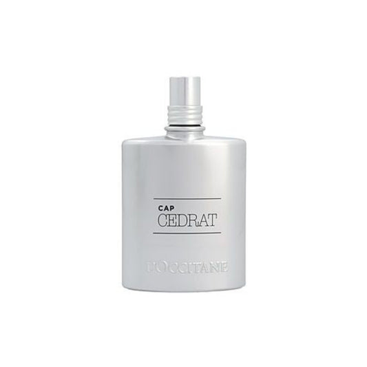 White L'Occitane perfume bottle on a white background
